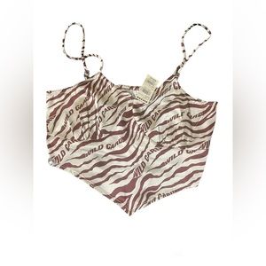 Daisy Street Women’s Brown & Cream Zebra Bandanna Crop top Size Medium
